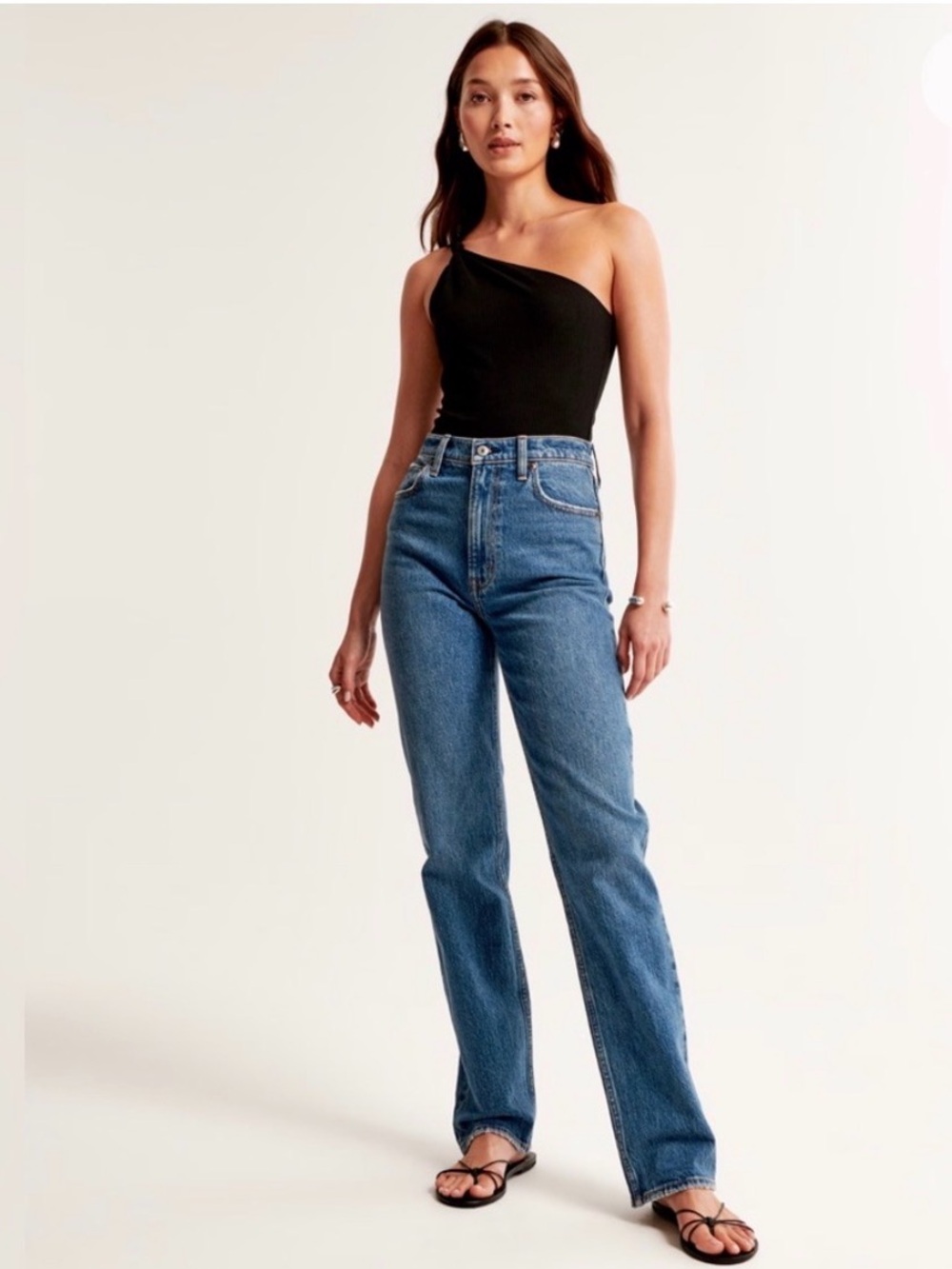 Abercrombie & Fitch The 90's Straight Ultra High Rise Curve Love Medium Wash Den